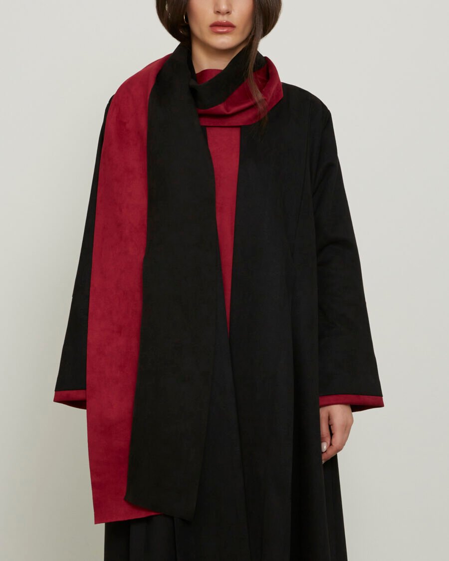RED & BLACK SUEDE SCARF