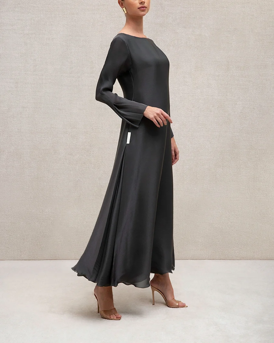 THE MODEST DRESS IN ASH GREY